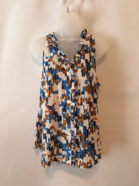 Cabi Sleeveless Ruffled Button-Front Blouse